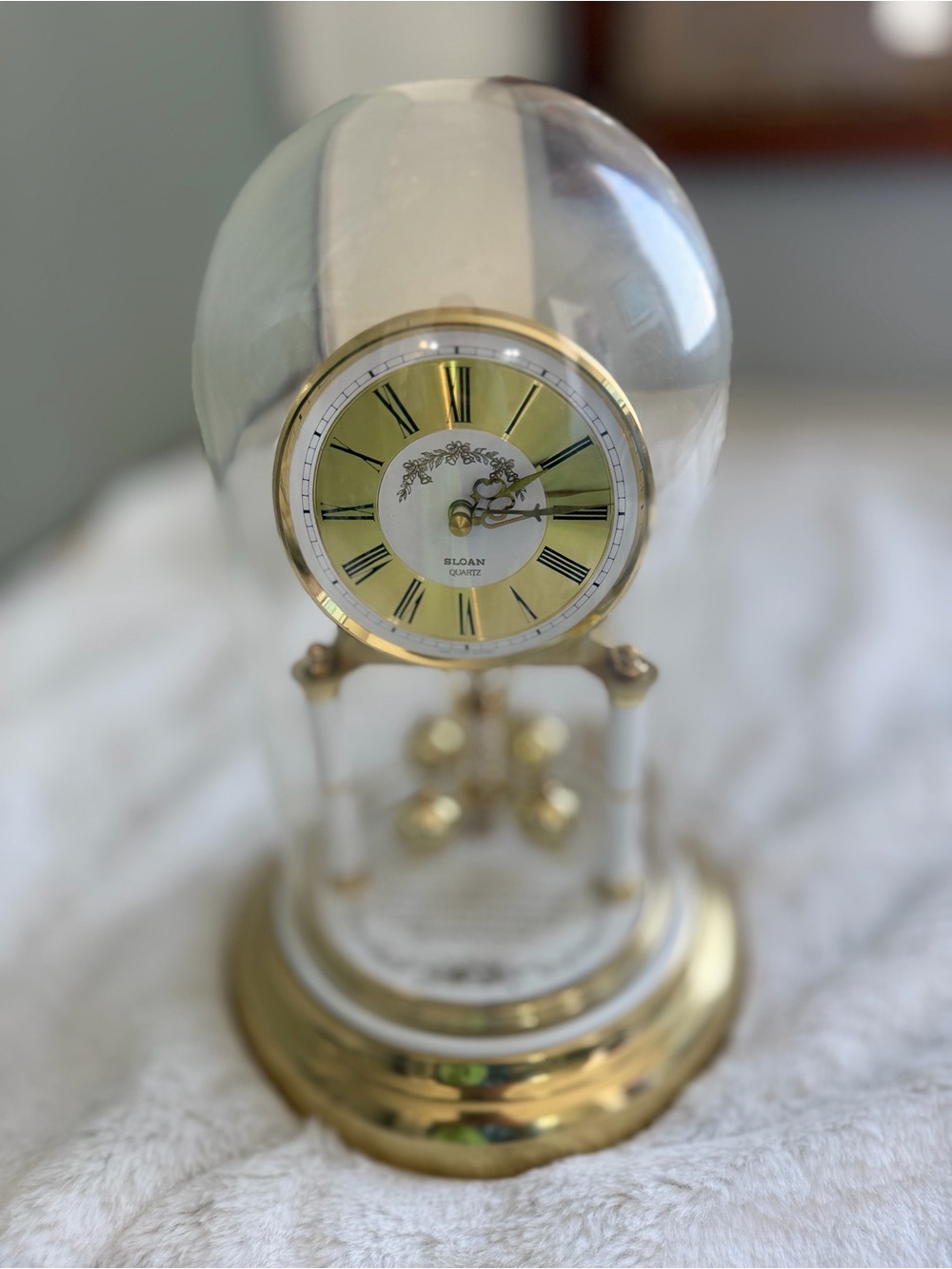 Gold Glass Dome Anniversary Clock - Gold Finish